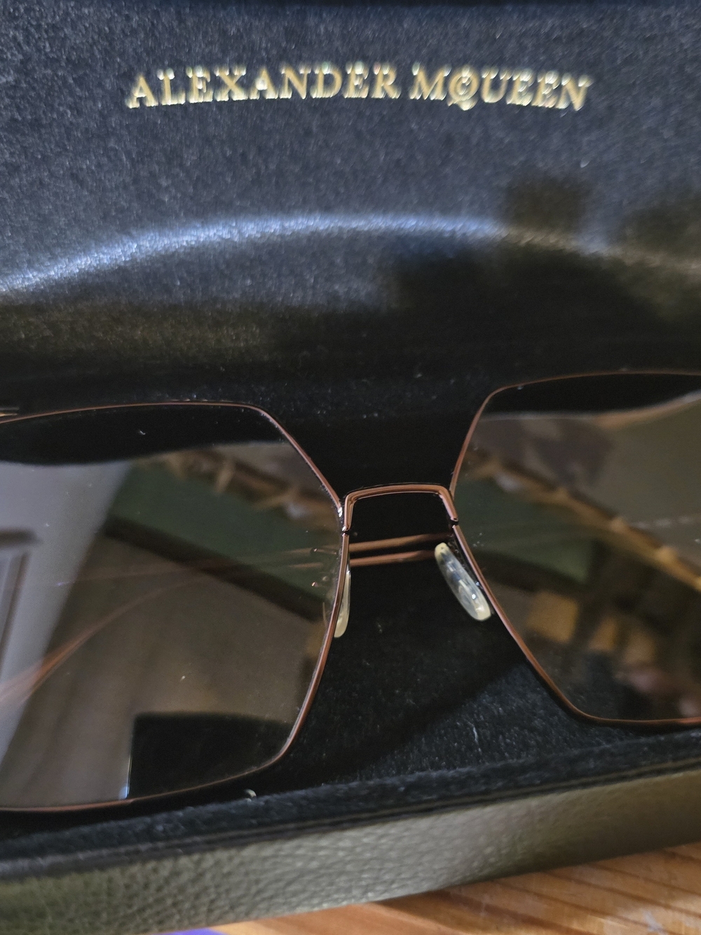 Alexander McQueen Brown-Tinted Aviator Sunglasses with Gold Accents